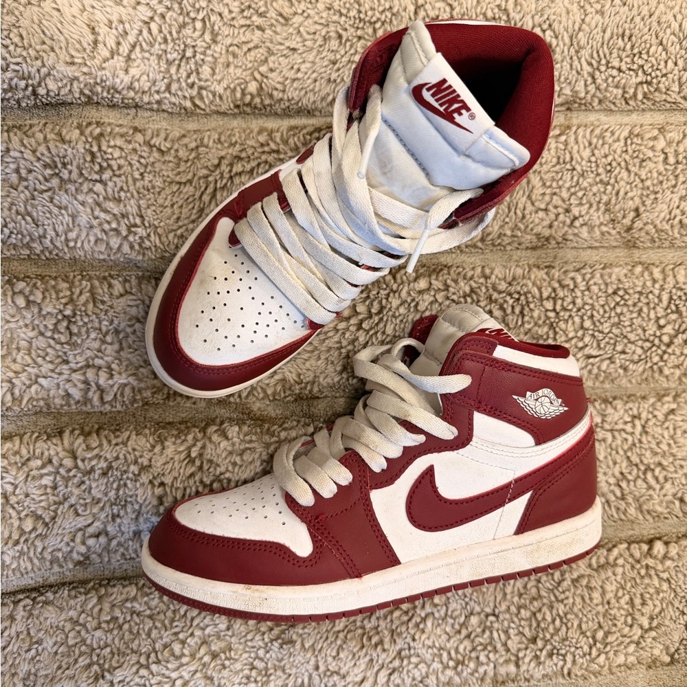 Nike Maroon and White High-Top Sneakers